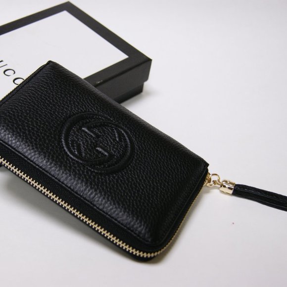 Gucci Handbags - New Gucci Soho Black Leather Unisex Zip Around Wallet Purse